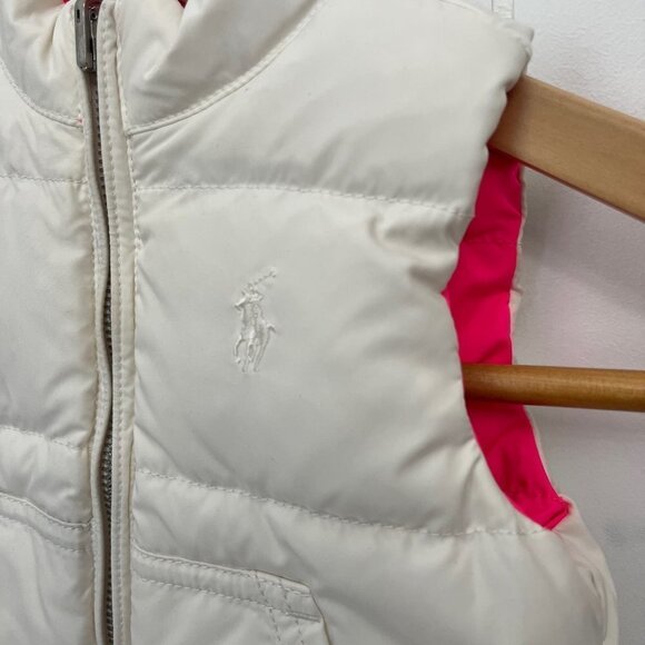 𝅺ralph Lauren Down Filled Vest - Reversible Whit/Pink size 9 months - Picture 1 of 7